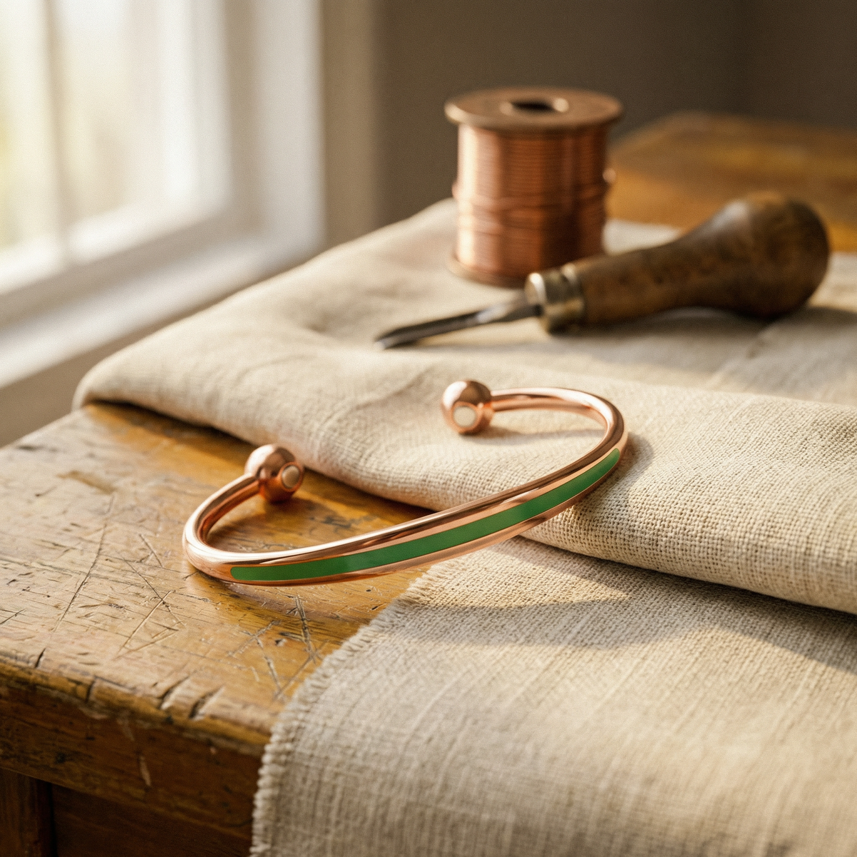 Jade and Copper Bracelet