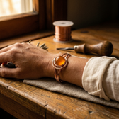 Orange Copper Sphere Bracelet