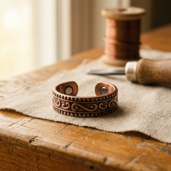 Copper Ring with Fern Design