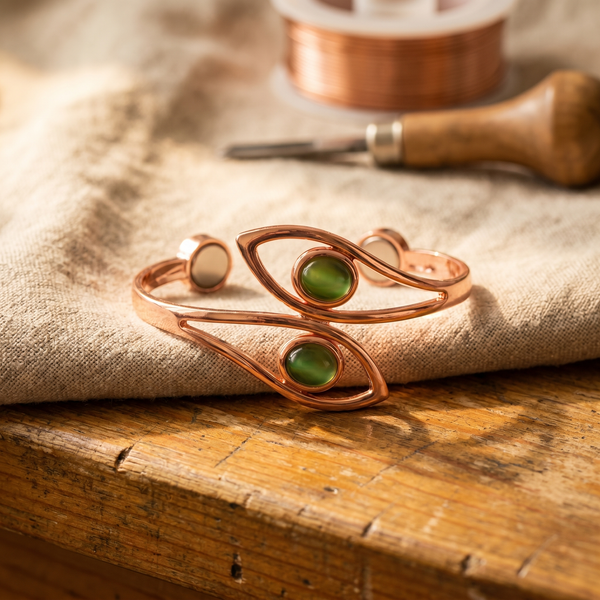 Copper Bracelet with Opal Accents