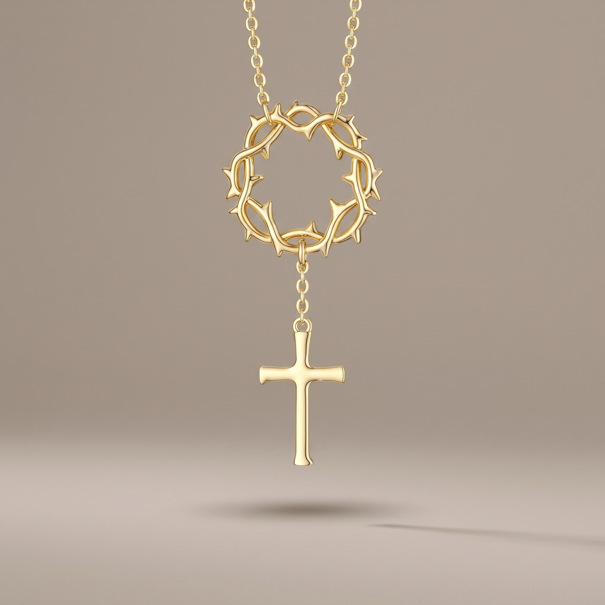 Crown of Thorns Cross Necklace