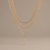 Triple Layer Cross Necklace