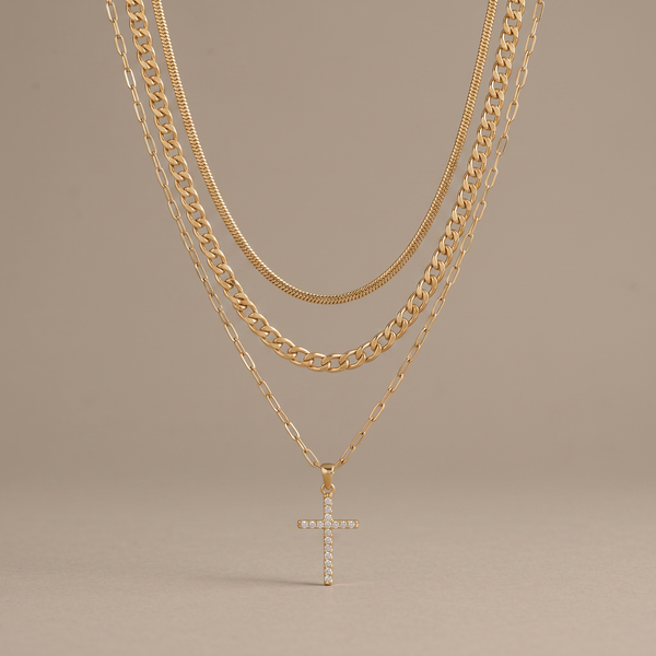 Triple Layer Cross Necklace