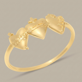 Sacred Hearts of the Holy Family Ring in Gold Vermeil
