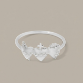 Sacred Hearts of the Holy Family Ring in Sterling Silver