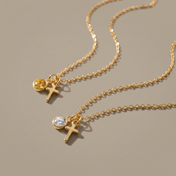 Birthstone Cross Necklace