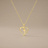Crystal Heart Cross Necklace