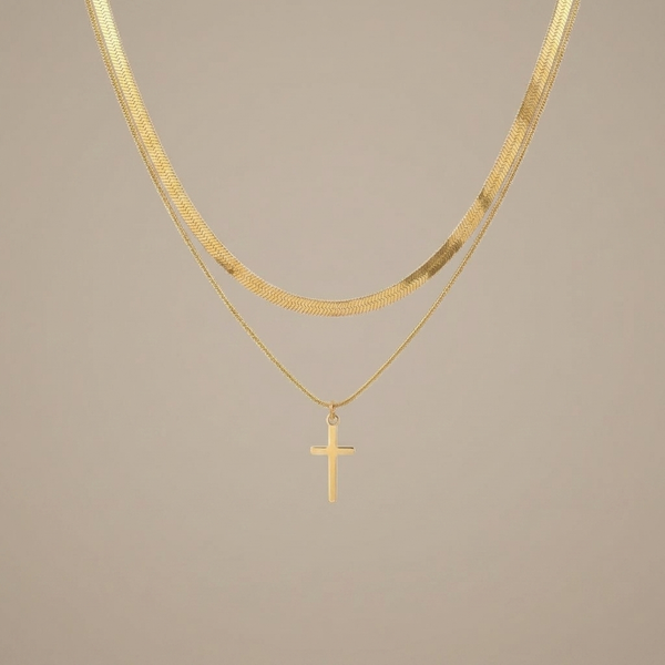 Herringbone Cross Necklace