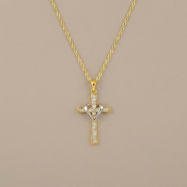 Two Tone Cross Necklace
