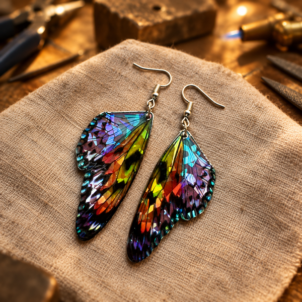 Vintage Butterfly Colorful Wings Earrings