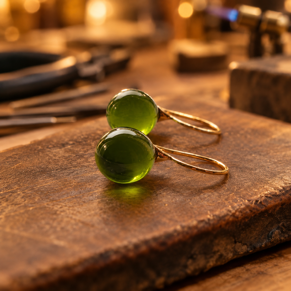 Vintage Green Light Drop Earrings