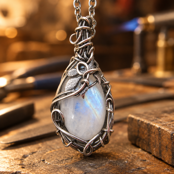 Vintage Moonstone Silver Necklace