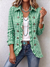Charlene™ | Checked Ruffle Shirt Jacket