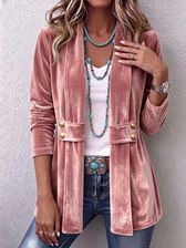 Holliwell™ | Vintage Revers Collar Accent Long Sleeve Open Front Jacket