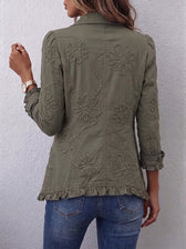 Kamberly™ | Boho-Chic Floral Utility Ruffle Hem Jacket