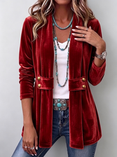 Holliwell™ | Vintage Revers Collar Accent Long Sleeve Open Front Jacket