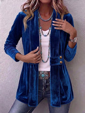 Holliwell™ | Vintage Revers Collar Accent Long Sleeve Open Front Jacket