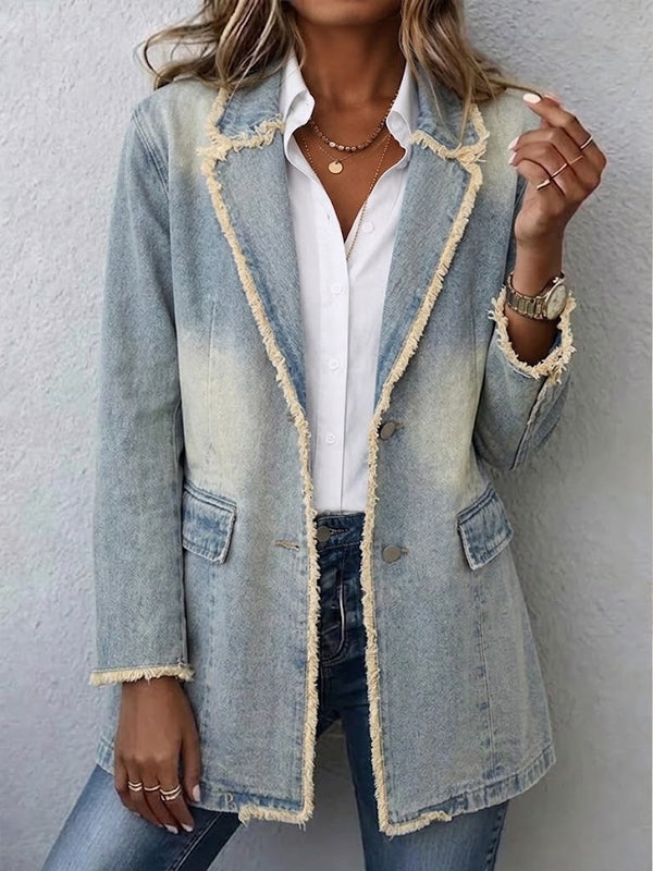 Dionne™ | Vintage-Style Oversized Blazer with Raw Edge Finish