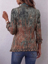 Bristow™ | Vintage Gradient Ruffle Jacket with Textured Print