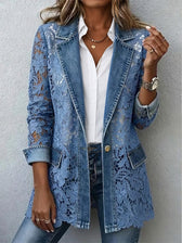 Lacinda™ | Blazer Jacket with Floral Lace Panels