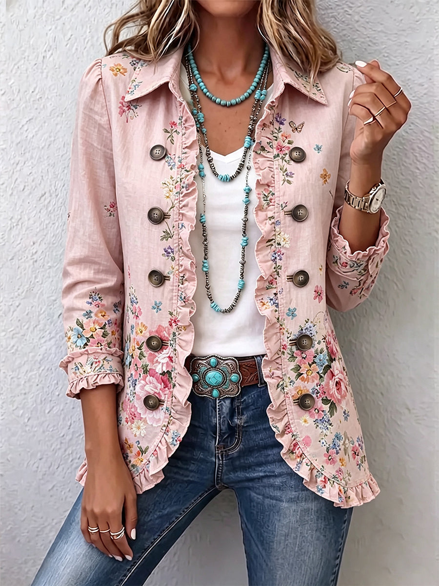 Bettany™ | Floral Ruffle Snap Jacket