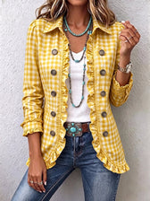 Charlene™ | Checked Ruffle Shirt Jacket