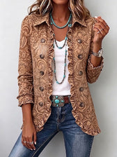 Vyclara™ | Vintage Bohemian Floral Pattern Ruffle Jacket